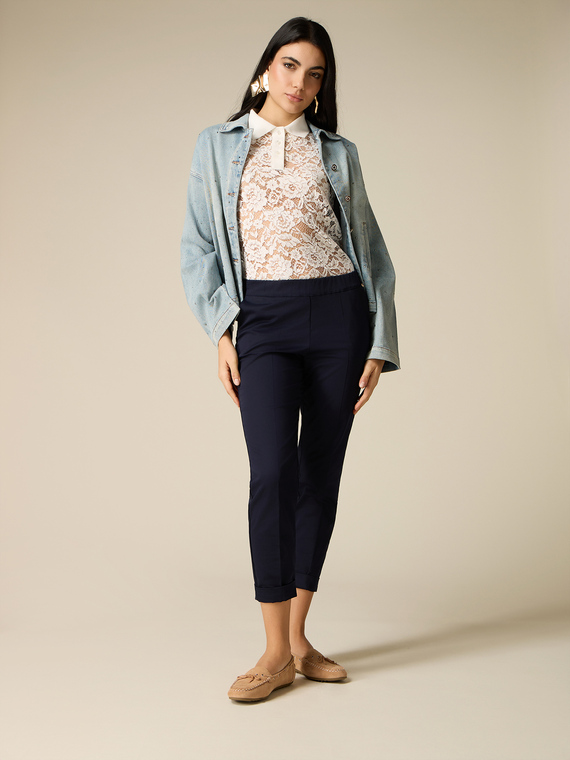 Chinos in satin misto cotone