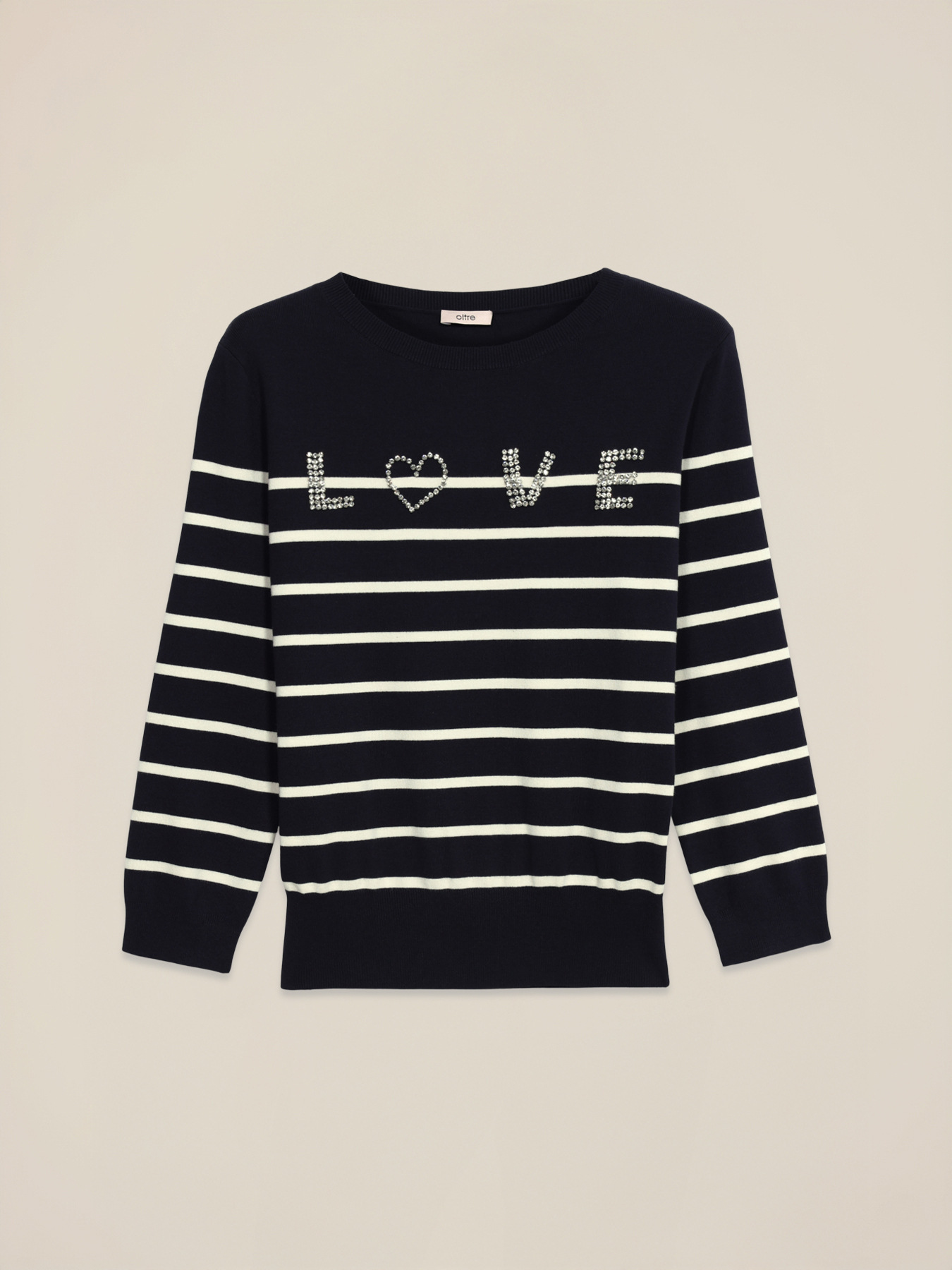 Maglia a righe con scritta gioiello image number 4