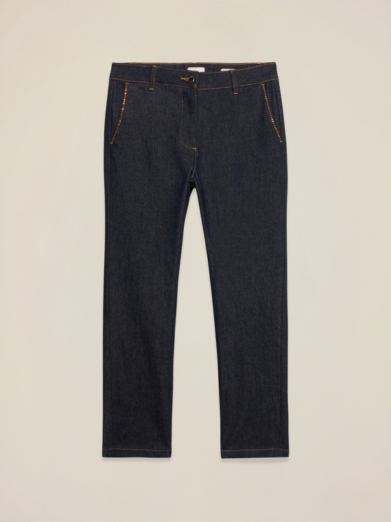 Jeans regular con strass