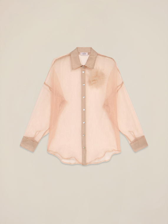 Organza shirt with brooch