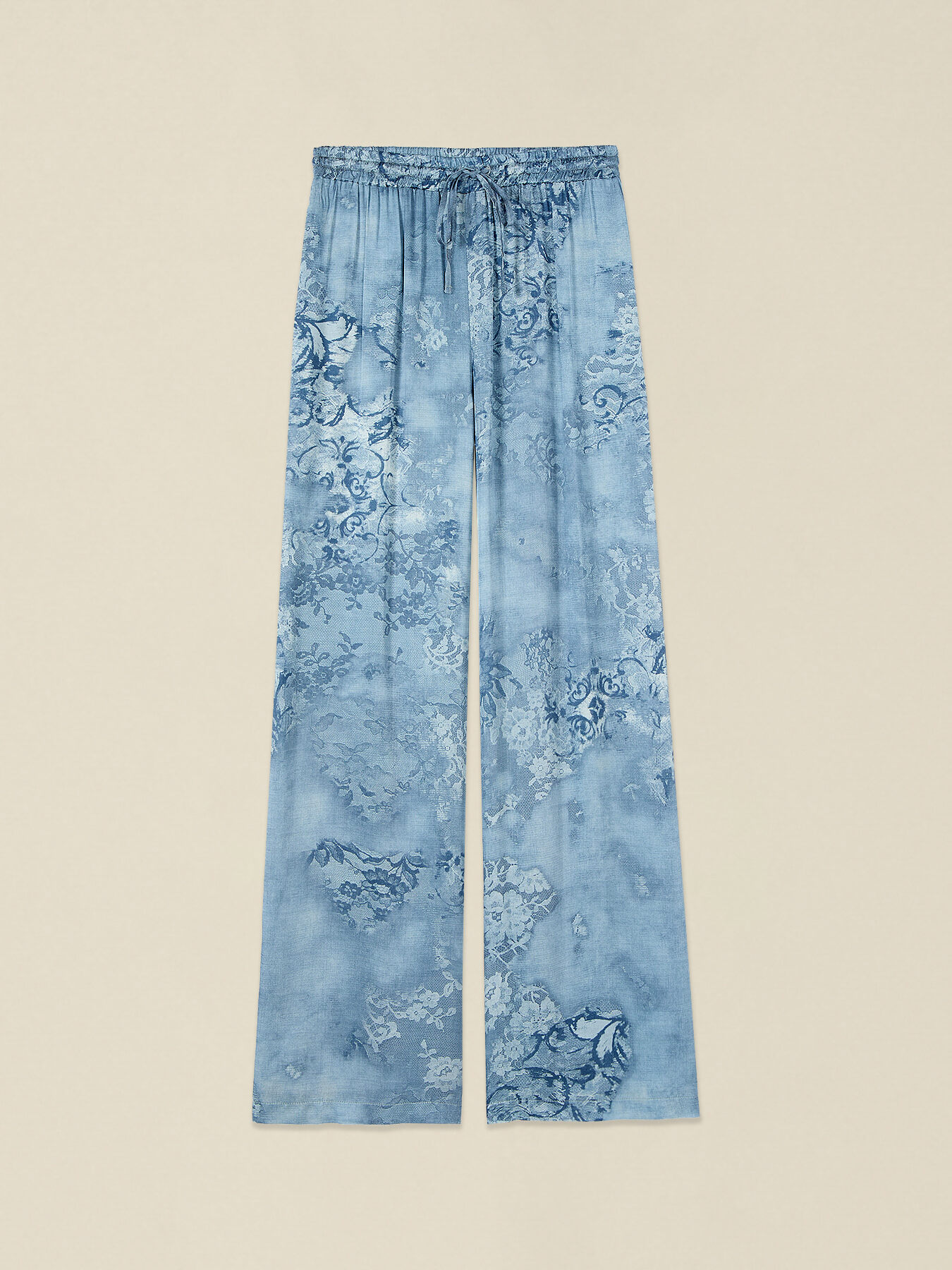 Pantalon palazzo en satin de viscose image number 4