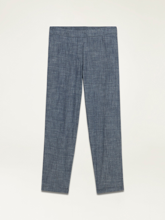 Denim-effect linen-blend trousers
