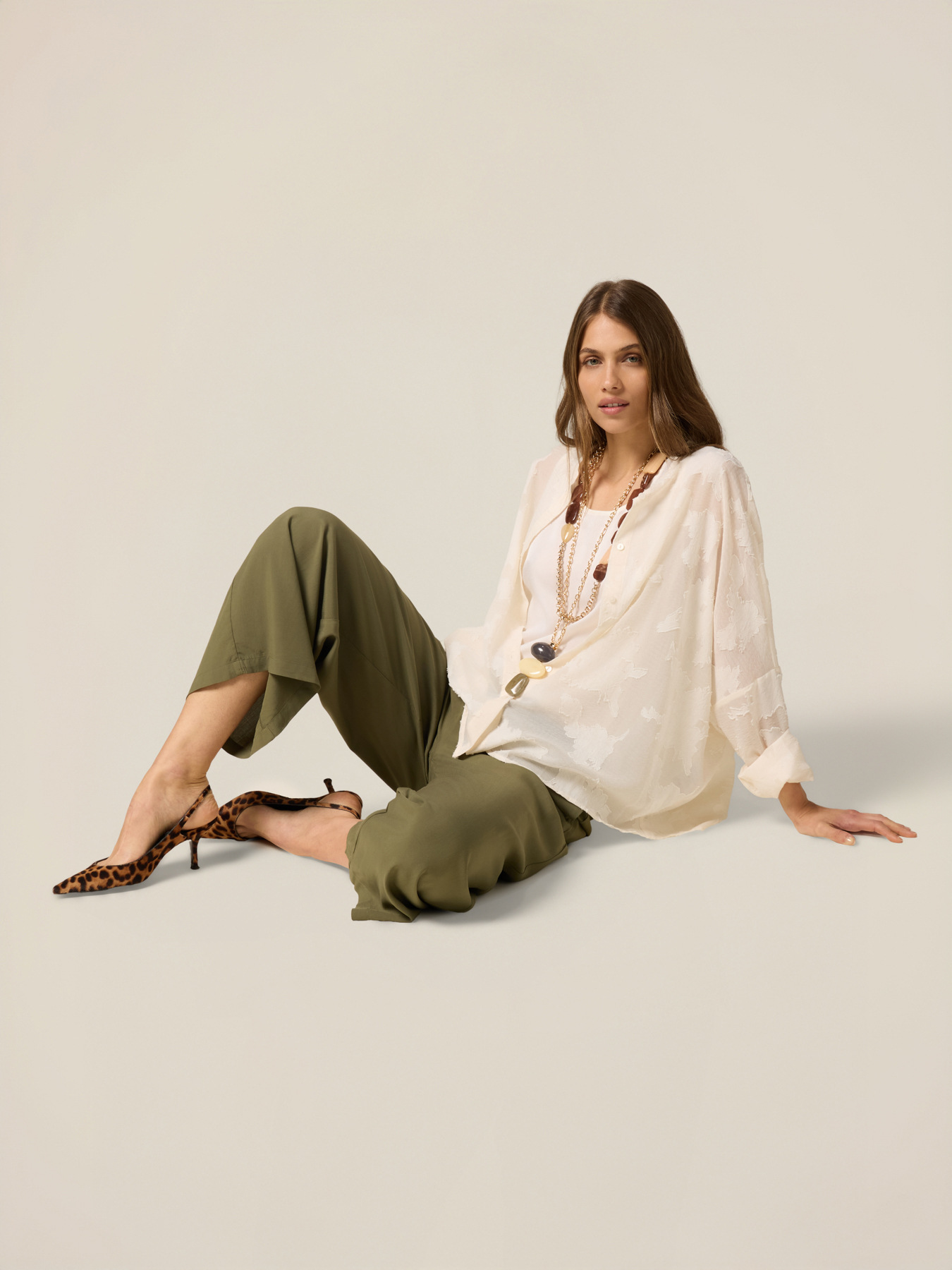 Camicia jacquard con collo alla coreana image number 3