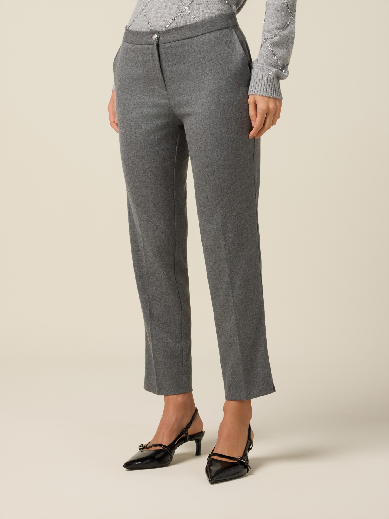 Pantaloni regular in flanella image number 3