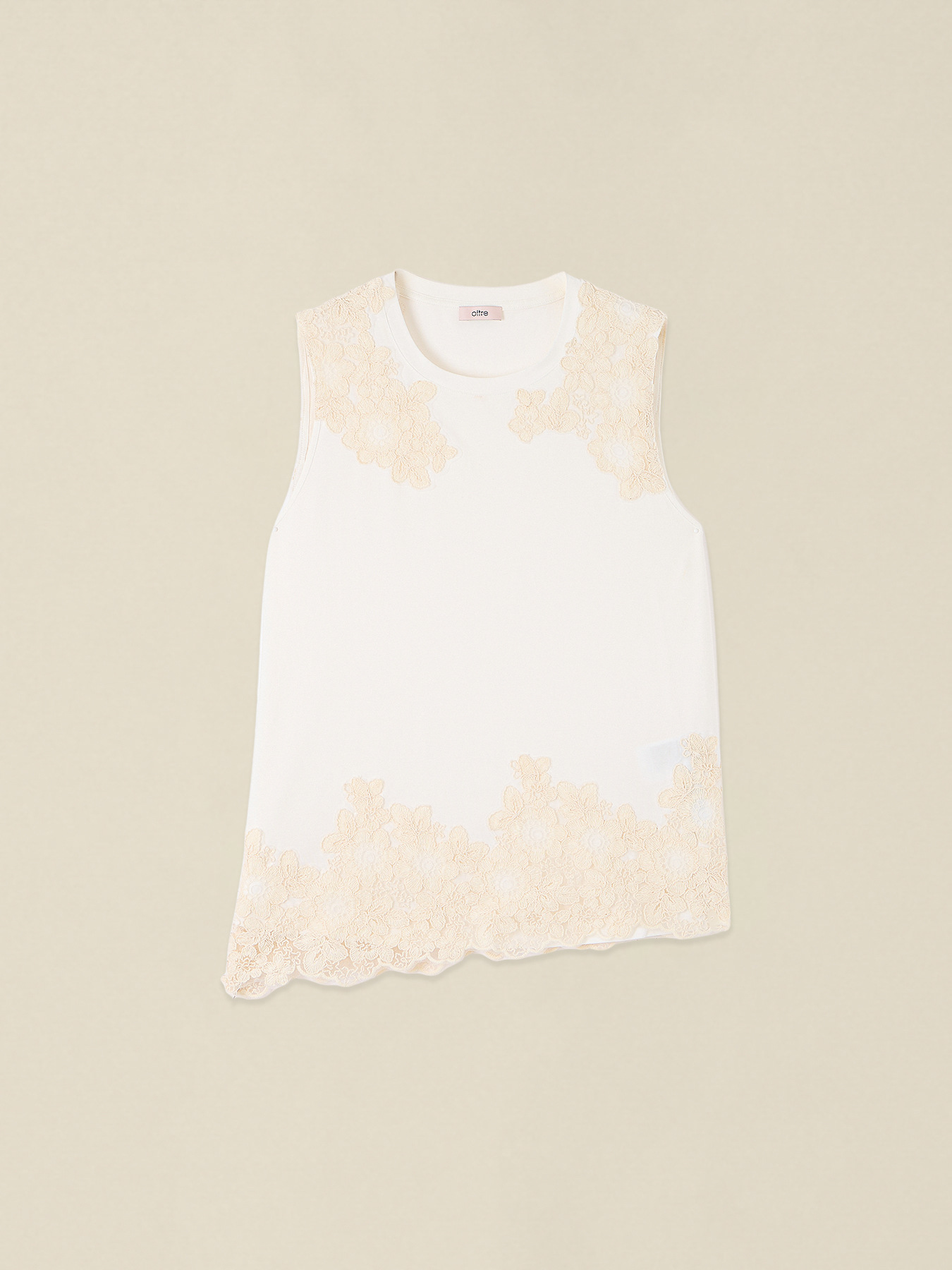 Jersey top with lace inserts image number 3