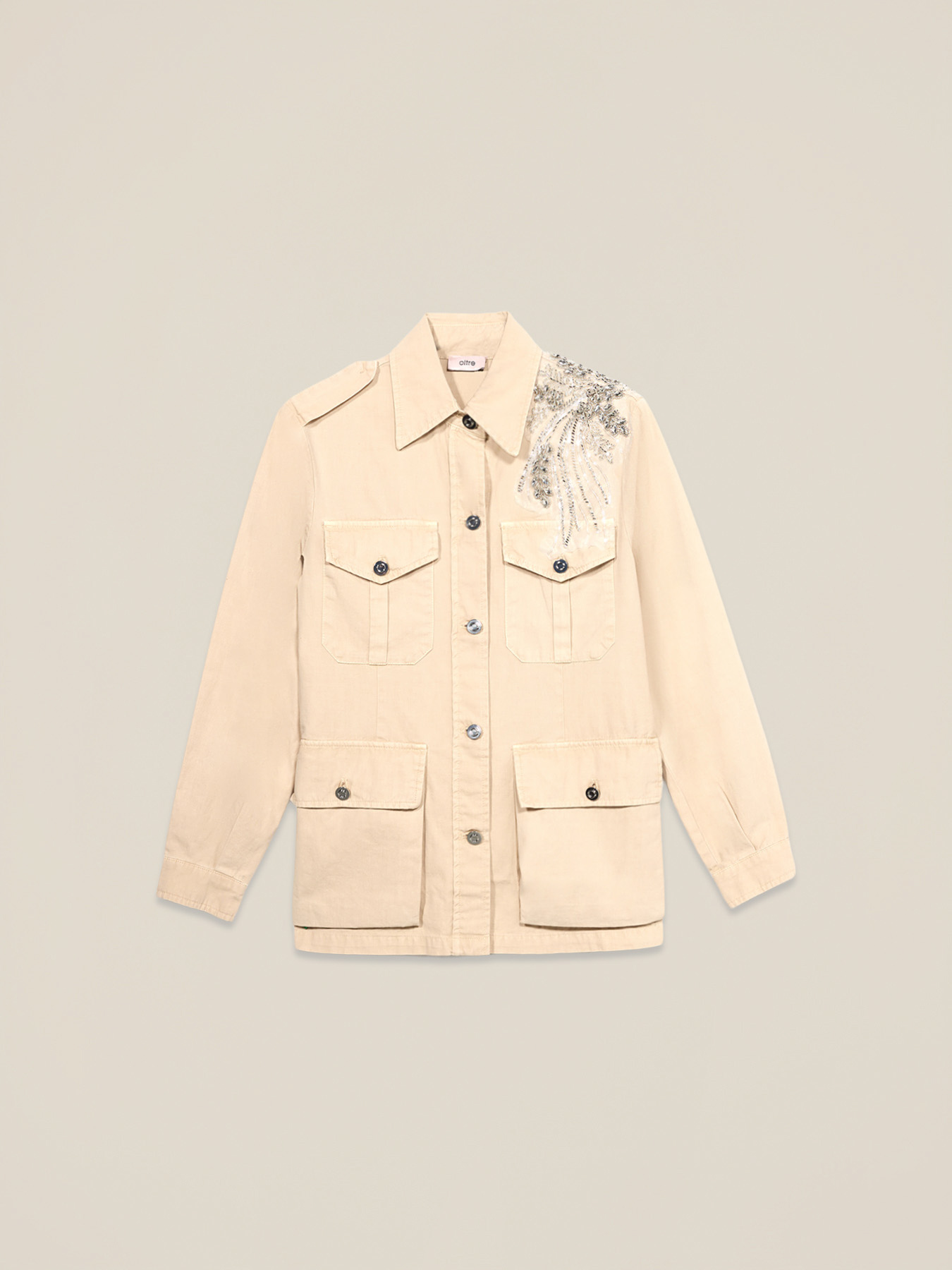 Giacca in cotone con ricamo gioiello image number 4