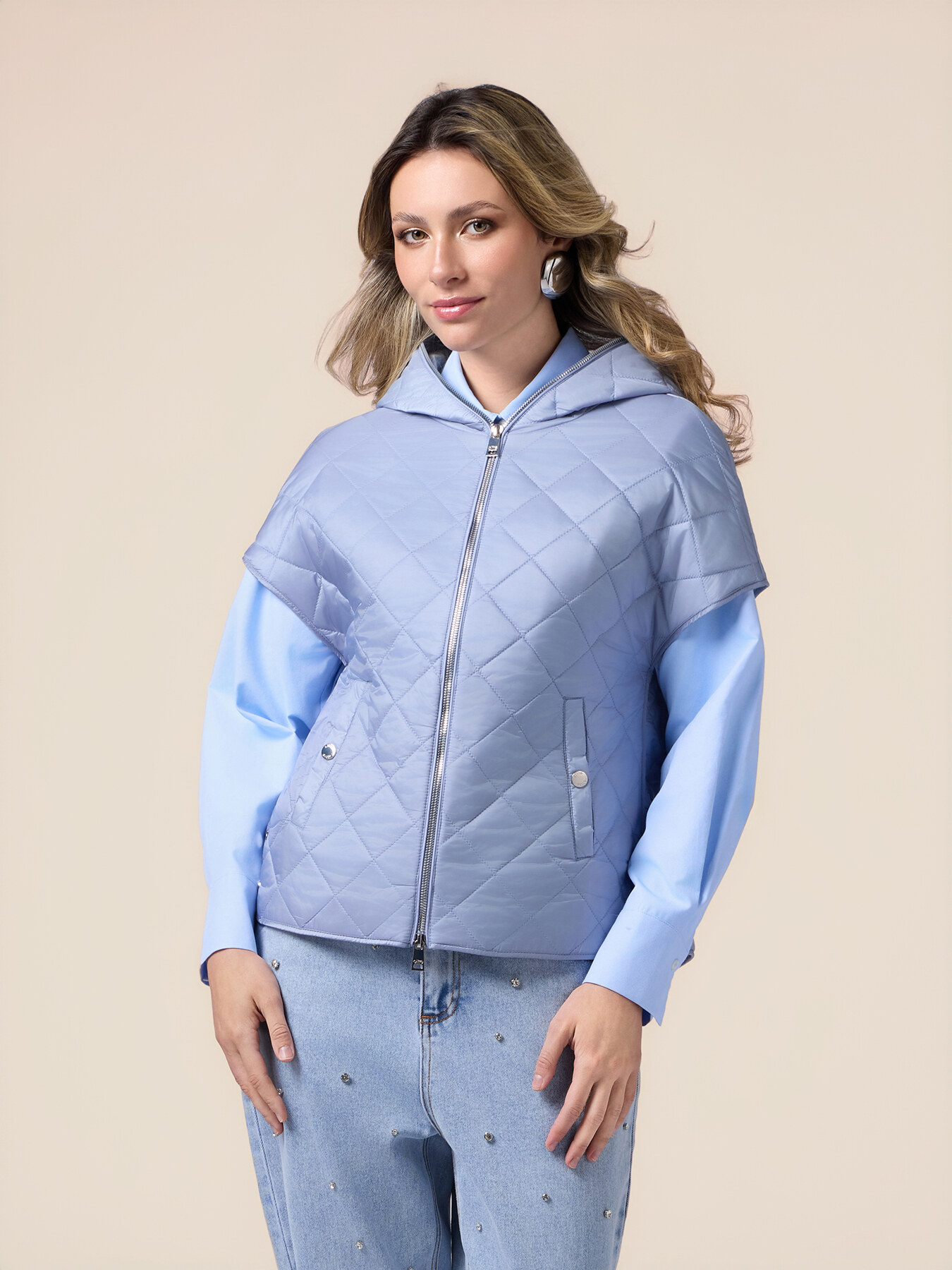 Gesteppte Kapuze mit Jersey-Innenfutter image number 0