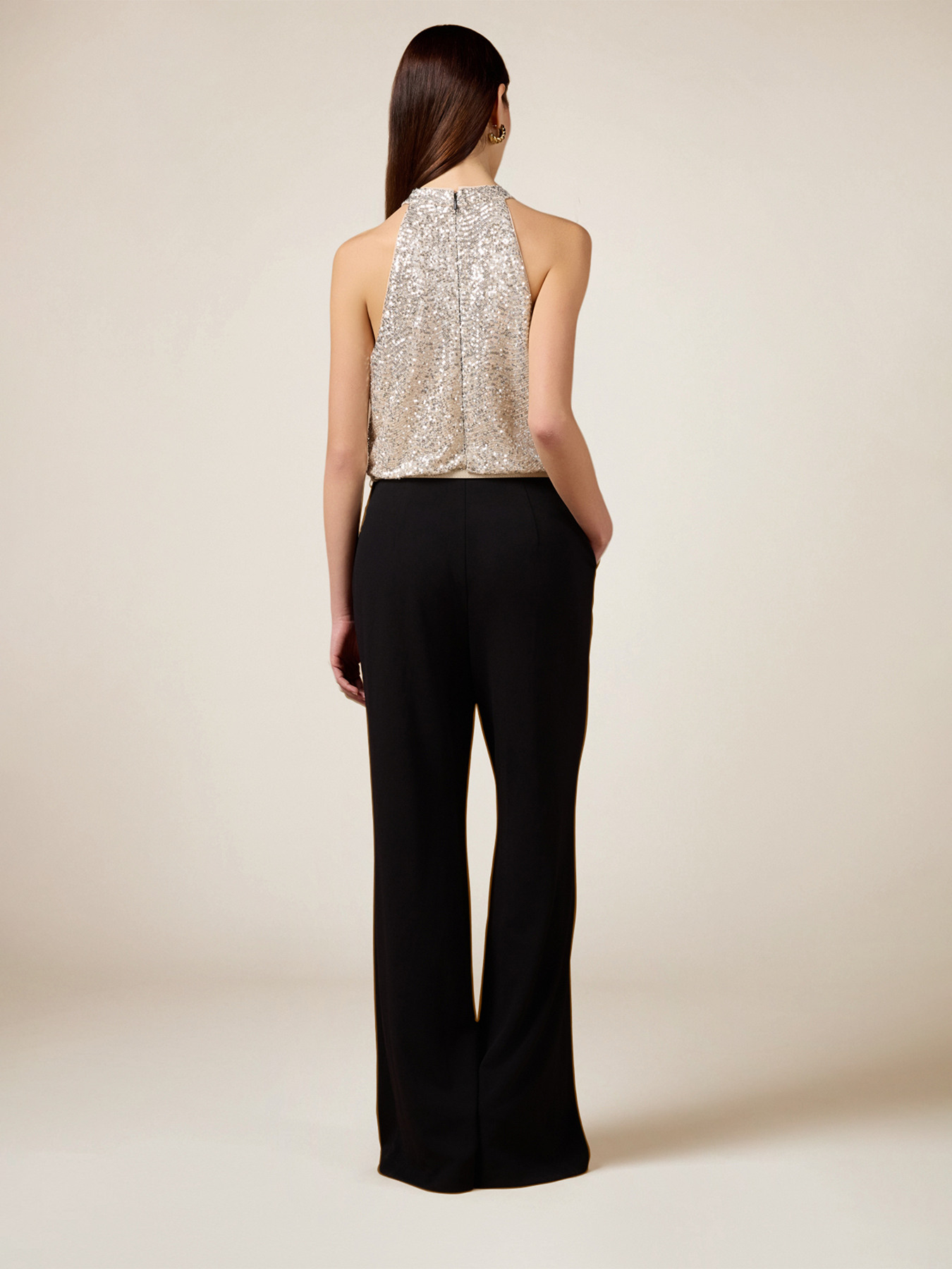 Two-material jumpsuit with sequin top image number 1