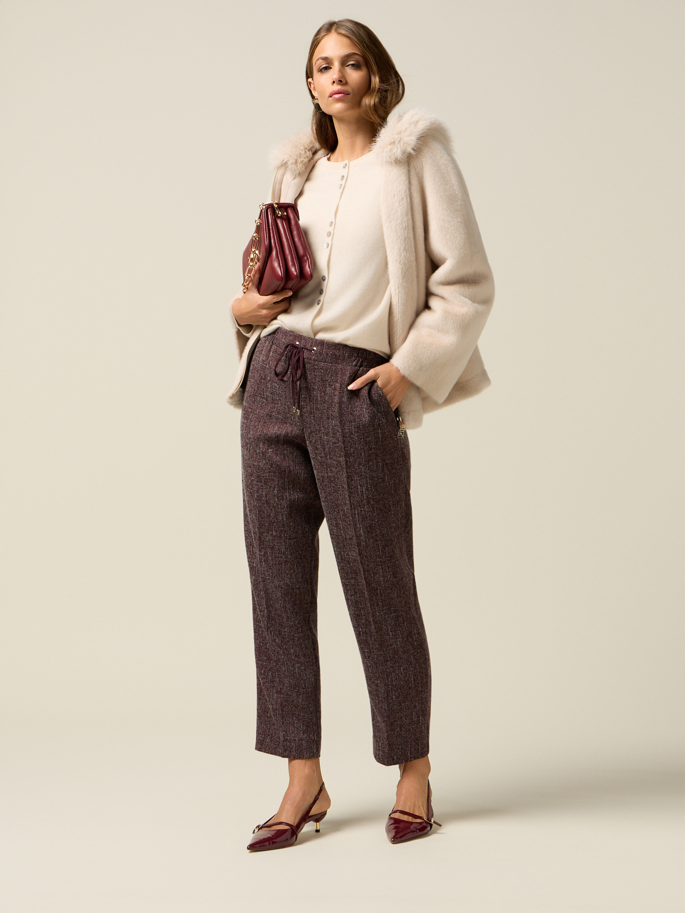 M&eacute;lange fabric joggers image number 0