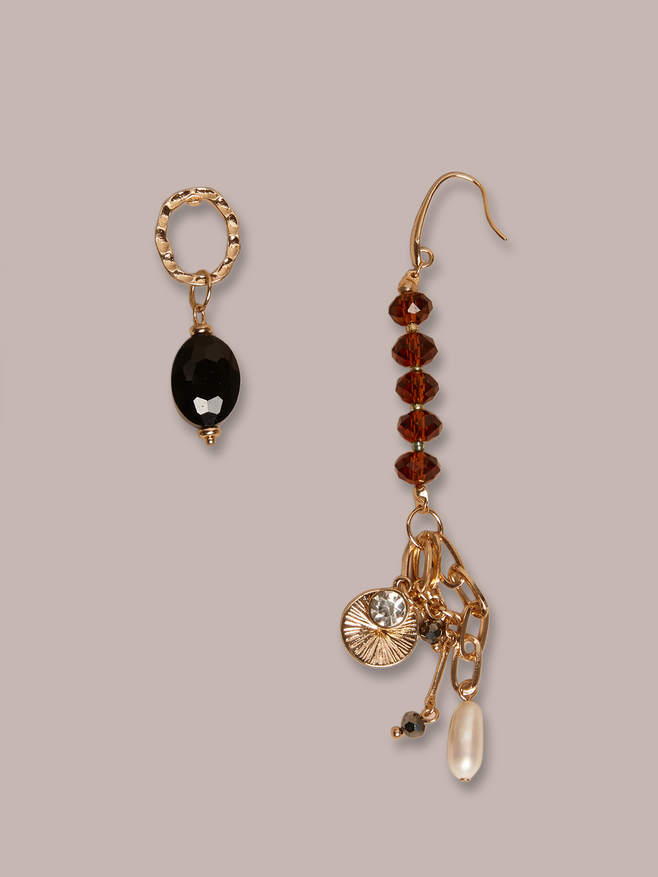 Boucles d'oreille avec perles &agrave; facettes et pierres image number 1