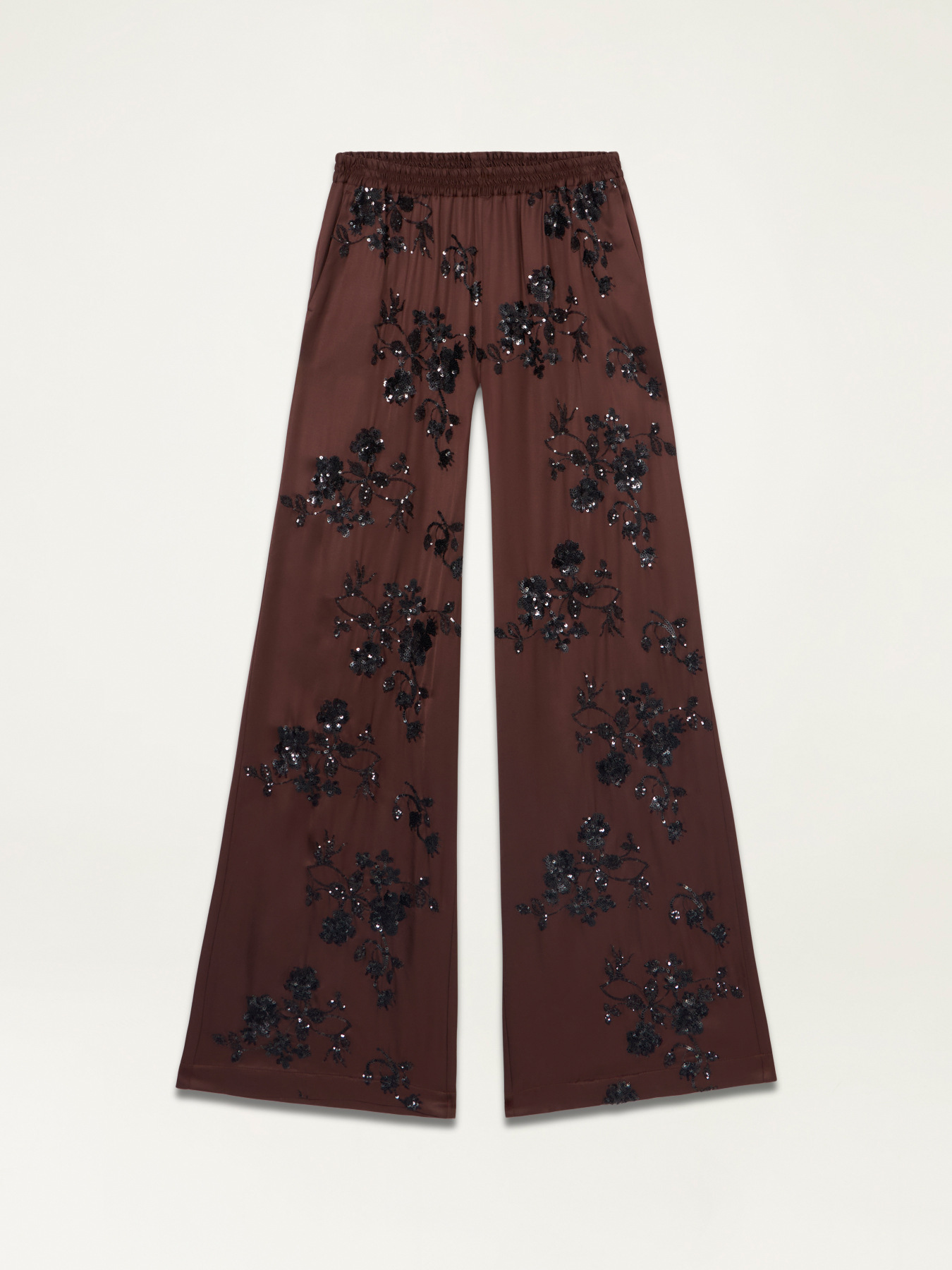 Pantaloni in raso con ricamo in paillettes image number 4