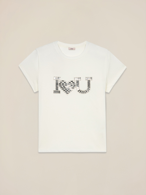 Jersey T-shirt with jewel appliqu&eacute;