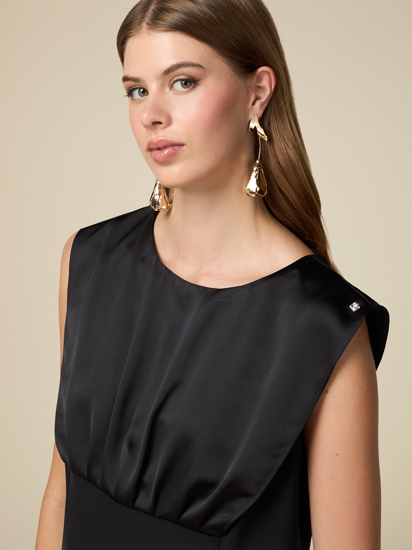 Dual fabric midi dress image number 2