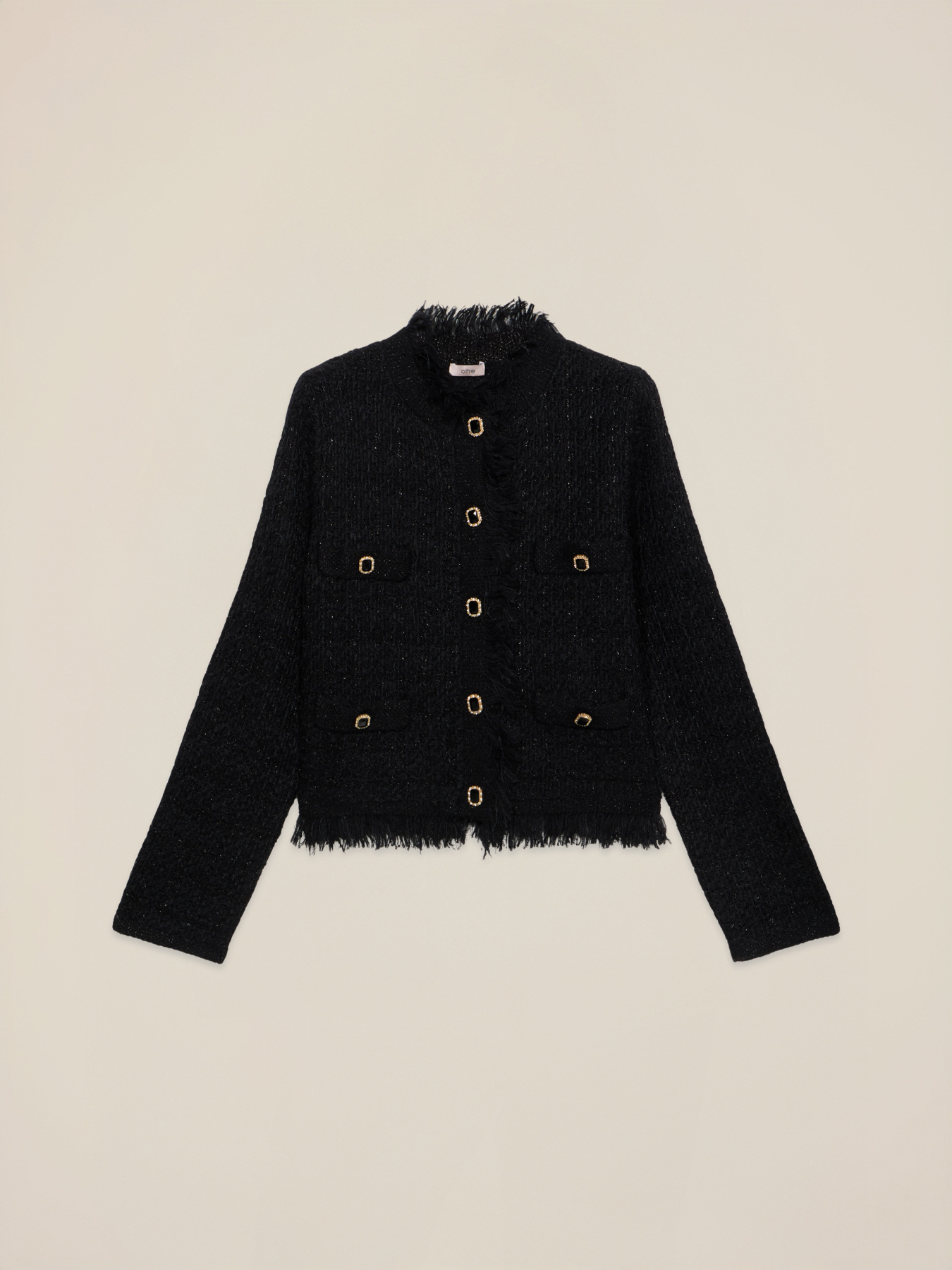 Strickjacke aus Wollmischung mit Fransen und Kn&ouml;pfen image number 4