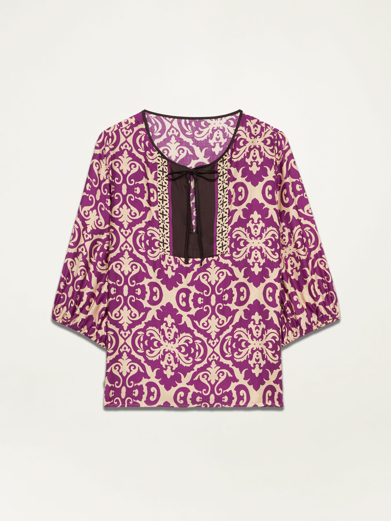 Bluse aus gemustertem Viskose-Satin image number 3