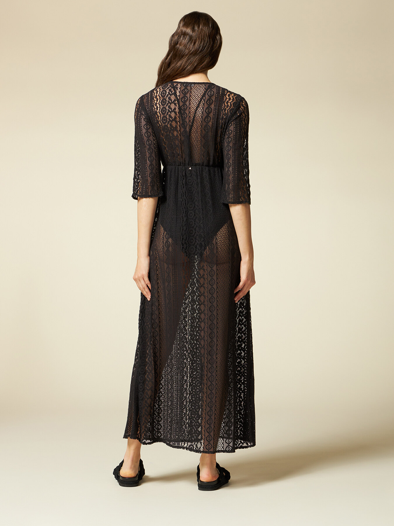 Long see-through lace dress image number 1