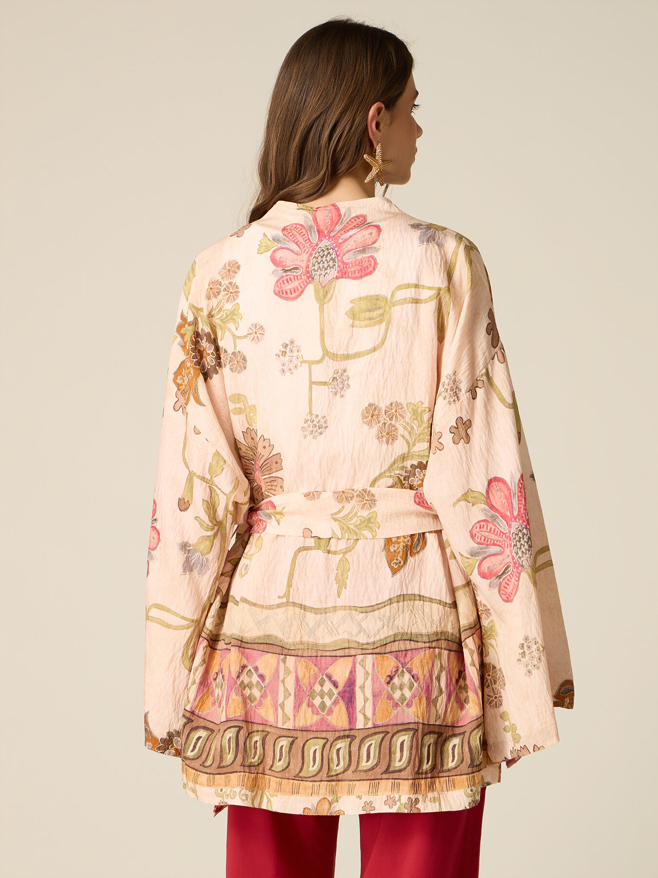 Kimono estampado con faj&iacute;n image number 1