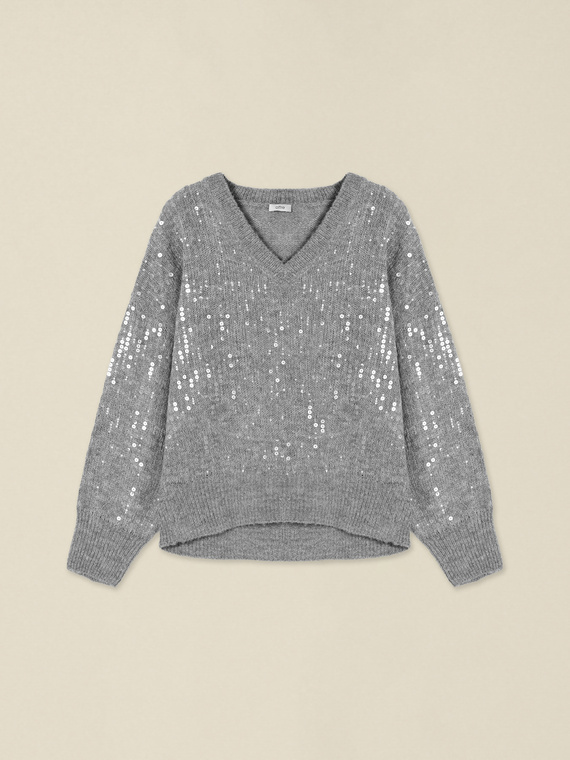 Pullover aus Wollmischung mit Pailletten