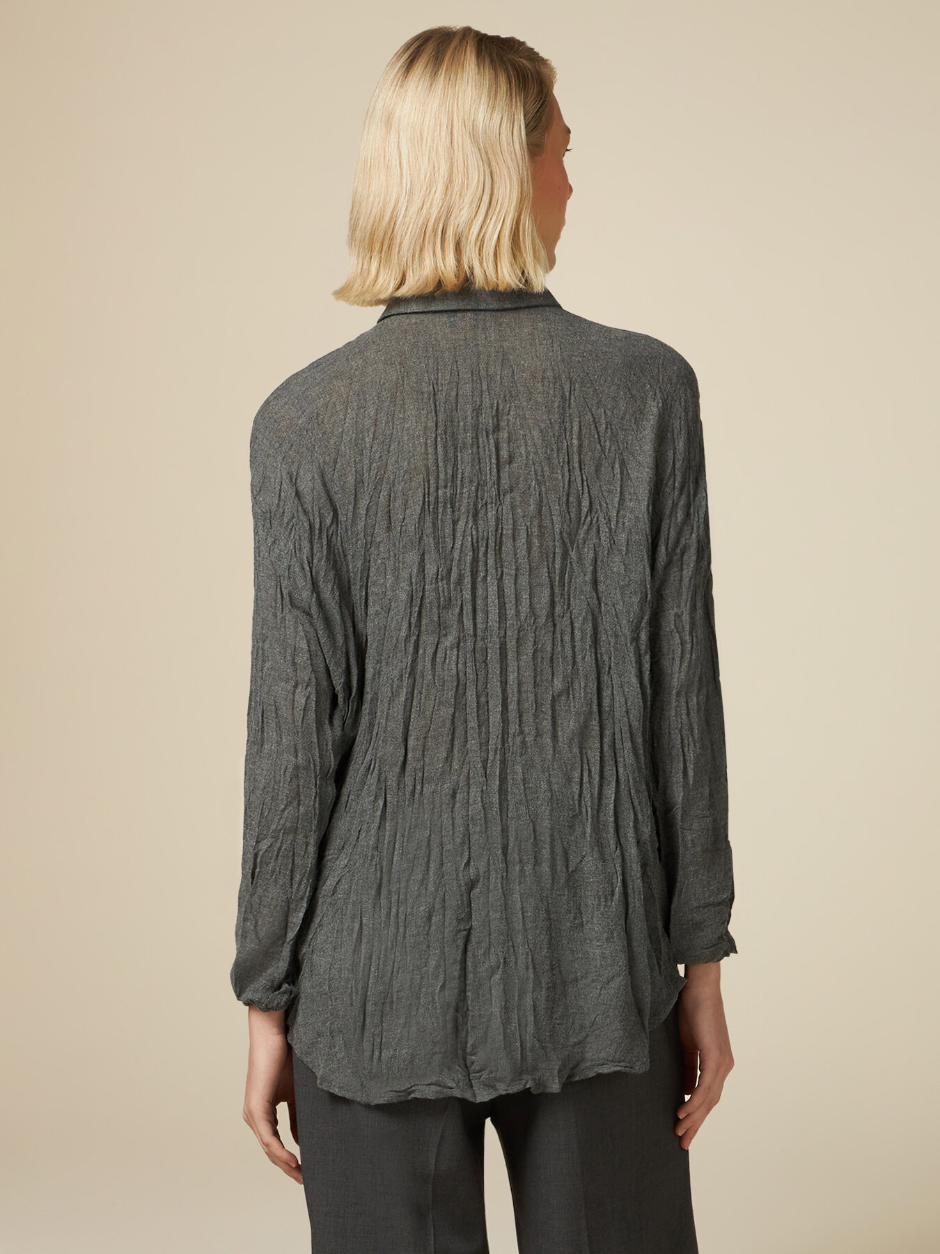 Camicia stropicciata in garza misto lana image number 1