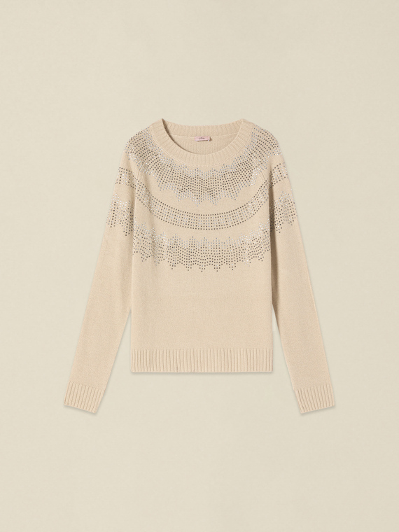 Maglia misto lana con cristalli