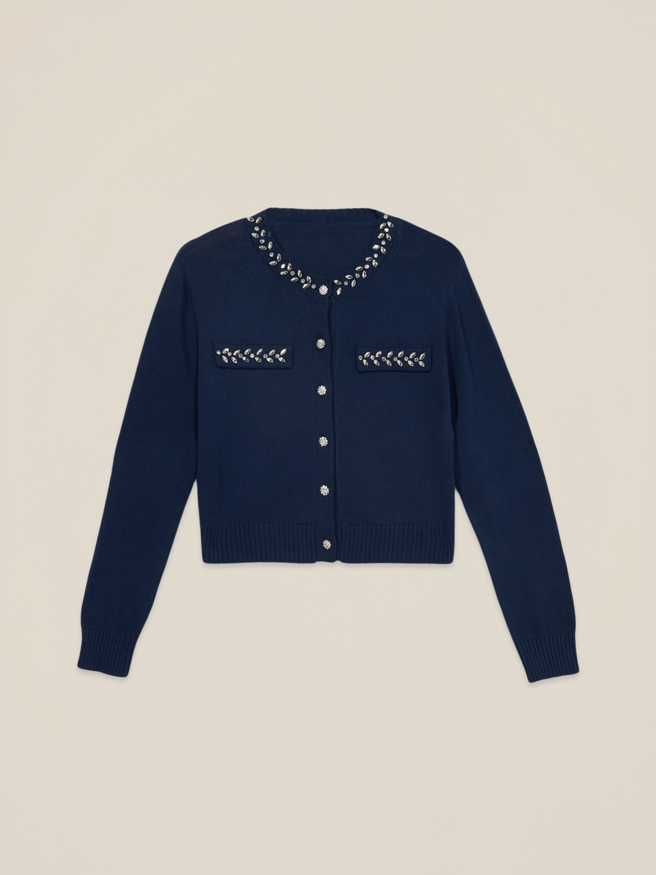 Cardigan misto cotone con dettagli gioiello image number 3