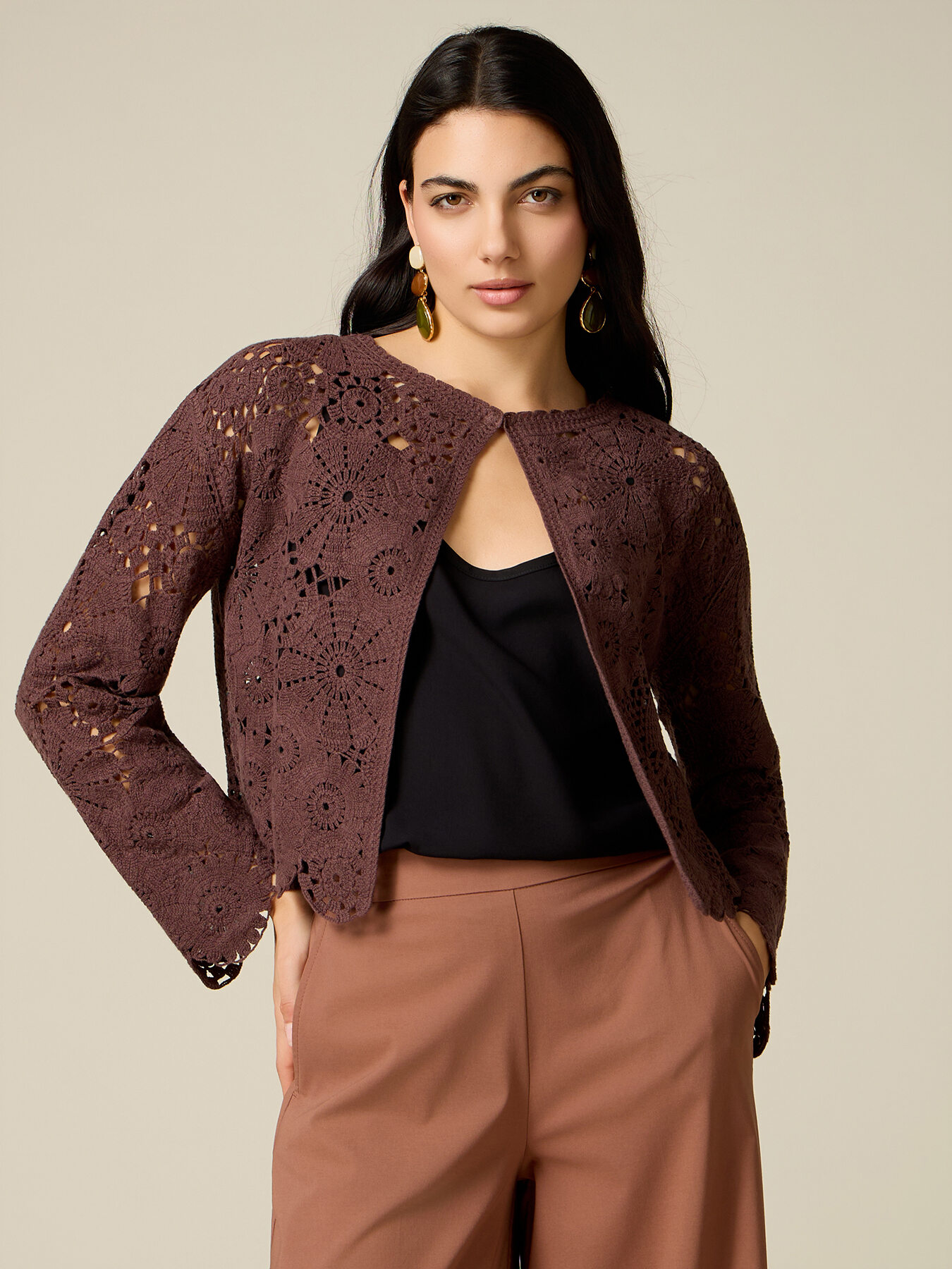 Short crochet cardigan image number 0