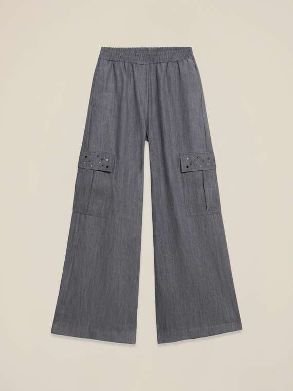 Pantalon cargo en tencel avec pierres