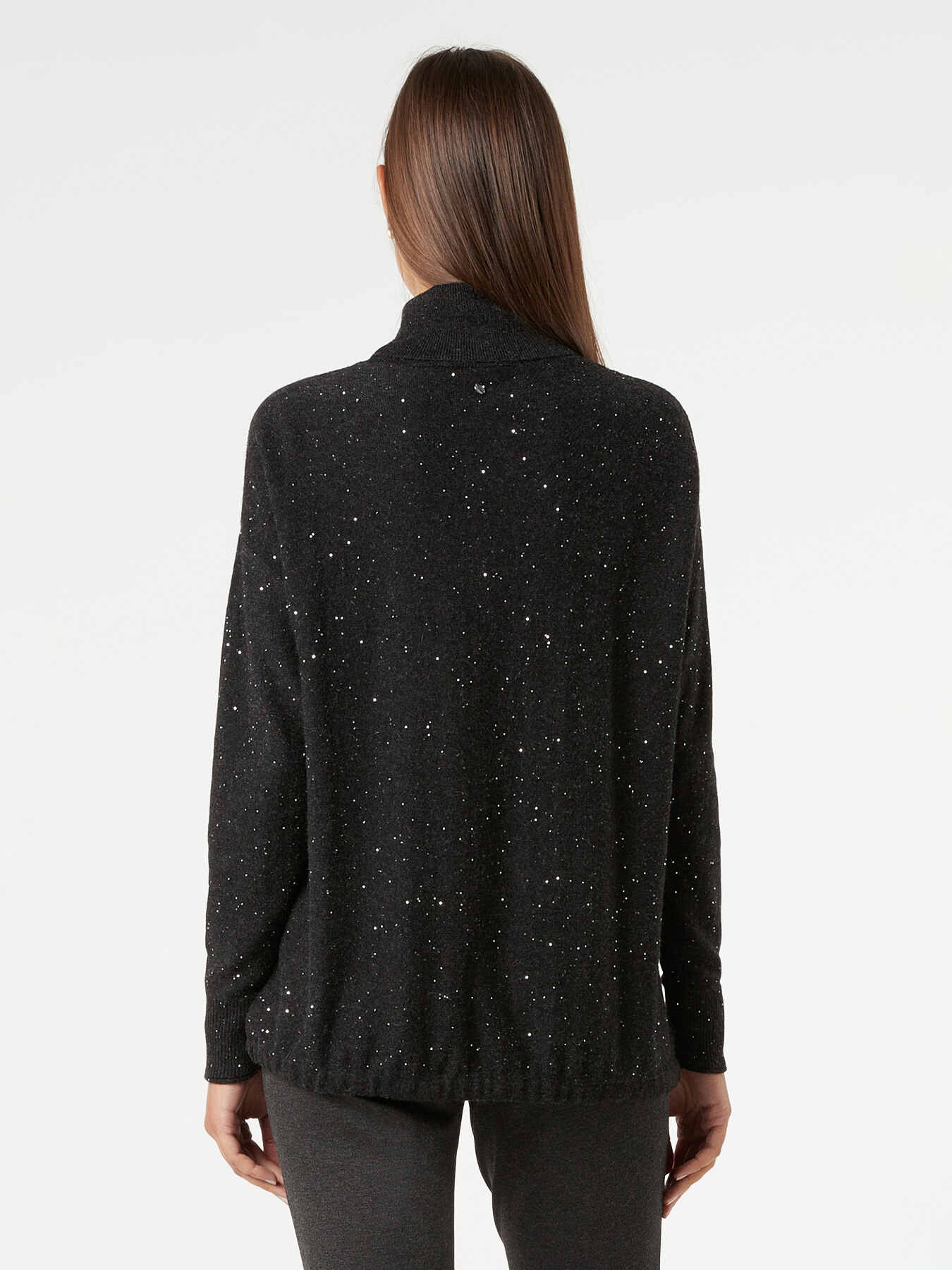 Cashmere blend lurex turtleneck sweater with sequins image number 1