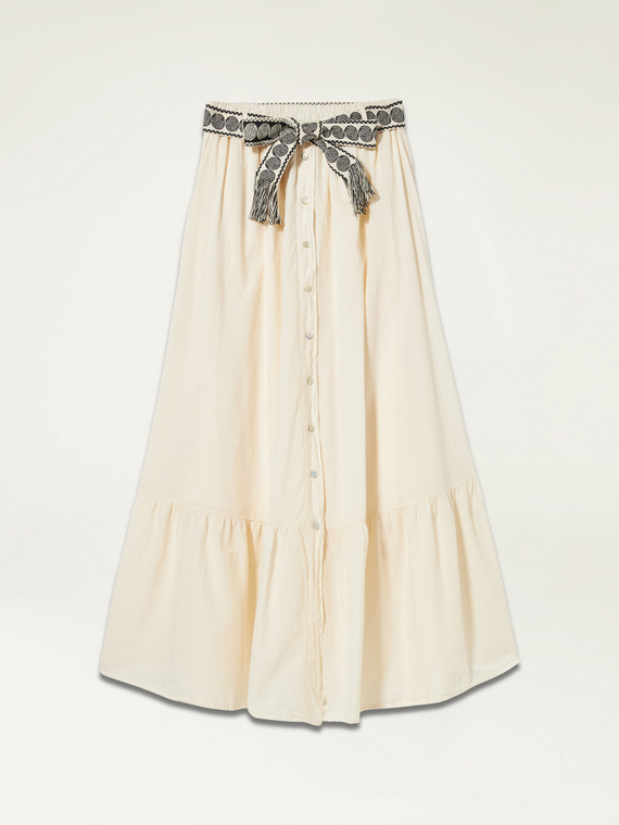 Long skirt with buttons and sash