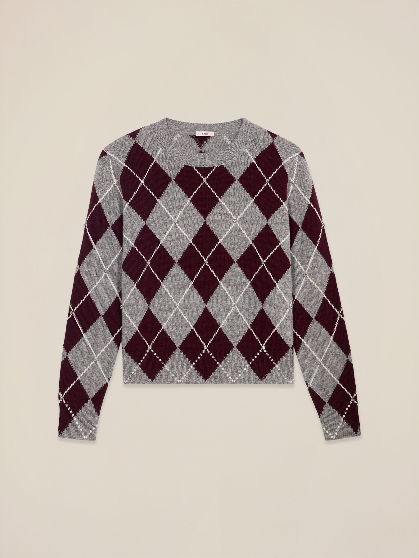 Pure wool sweater in argyle knit image number 0