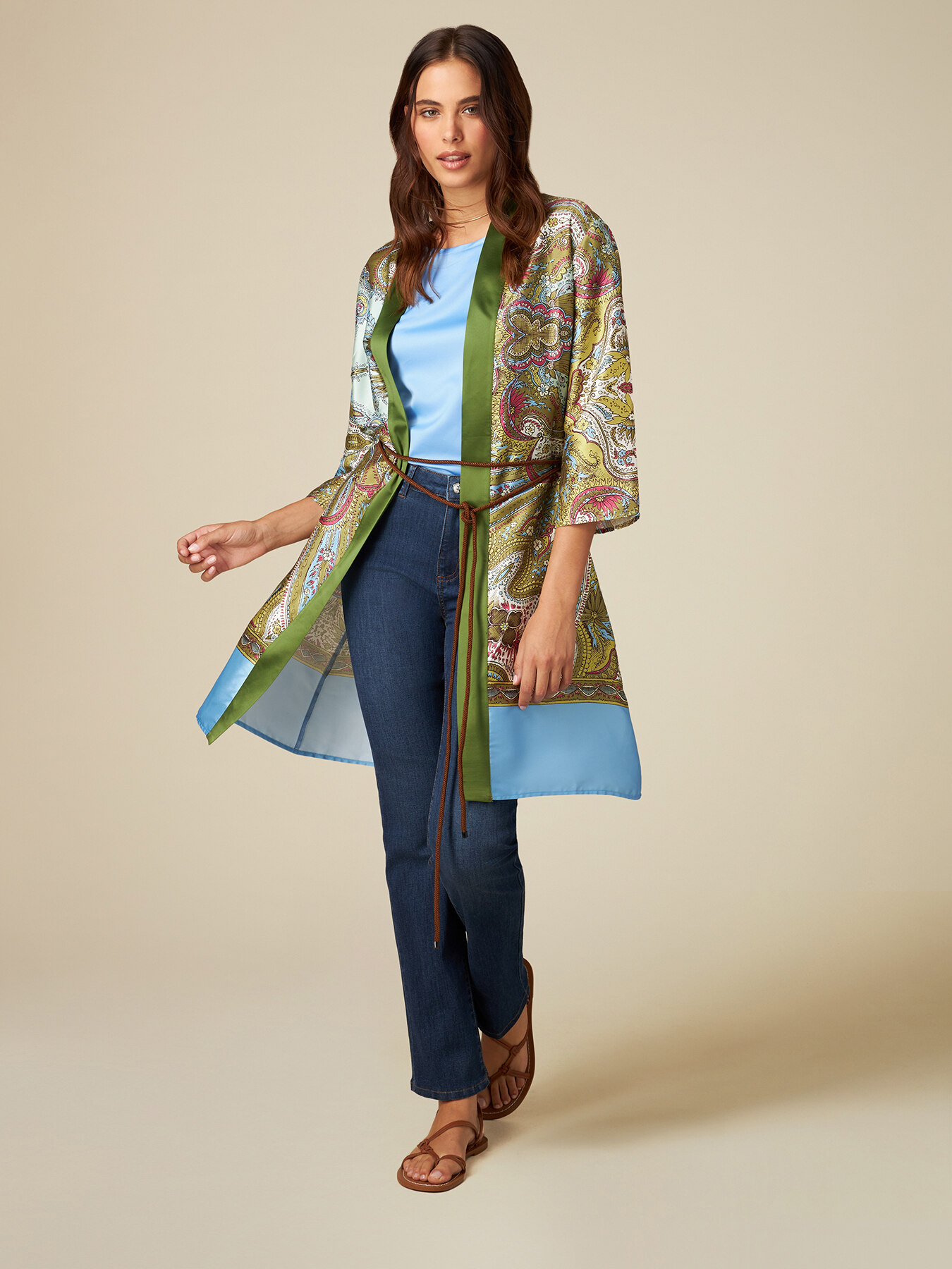 Kimono in twill fantasia image number 3