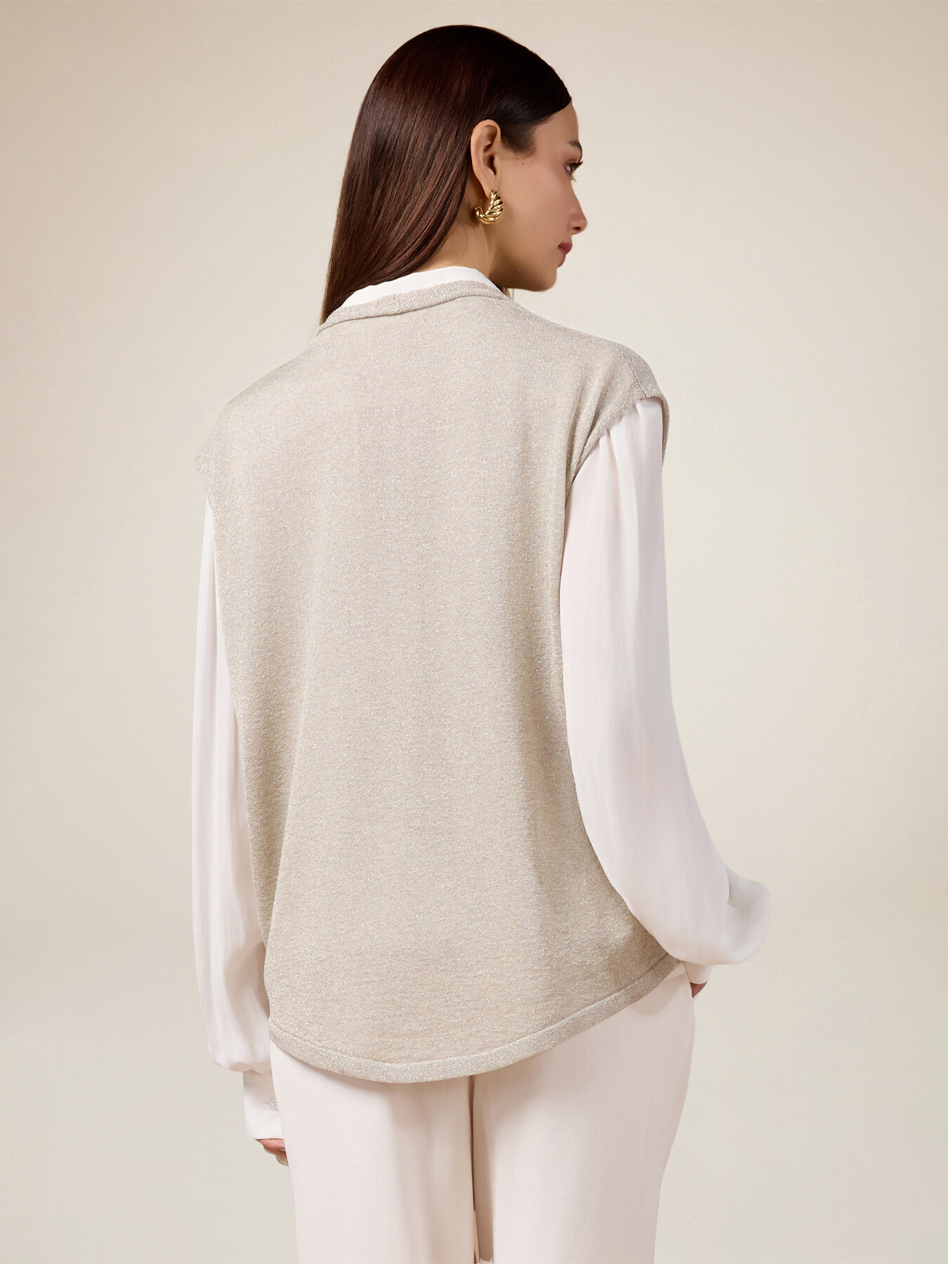 &Auml;rmellose Strickjacke aus Lurex-Garn image number 1