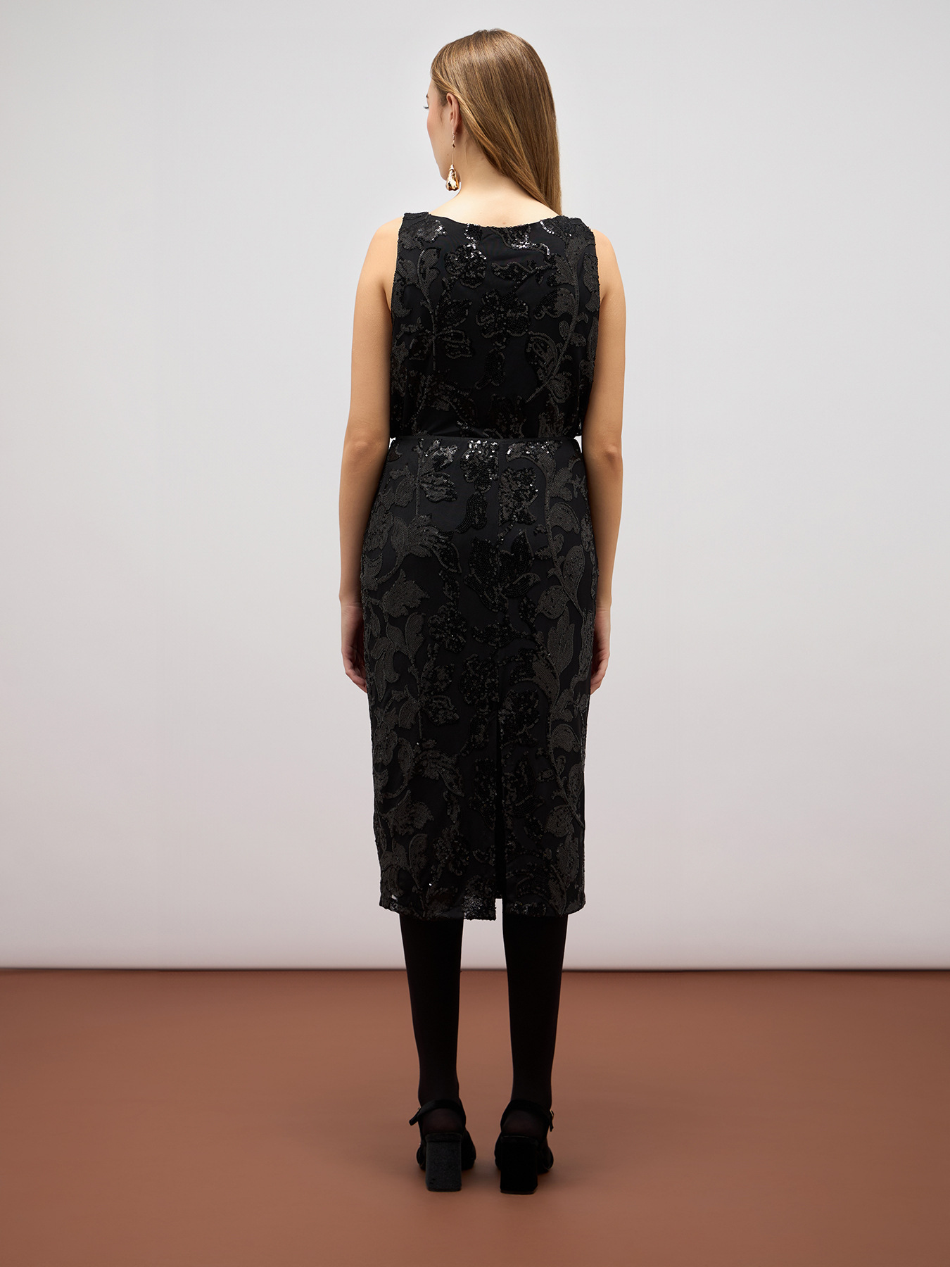 Fustă tip creion din tul și paiete image number 1