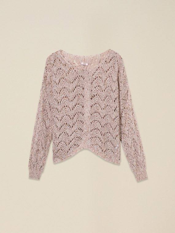 Durchbrochener Pullover aus Mohairmischung mit Pailletten