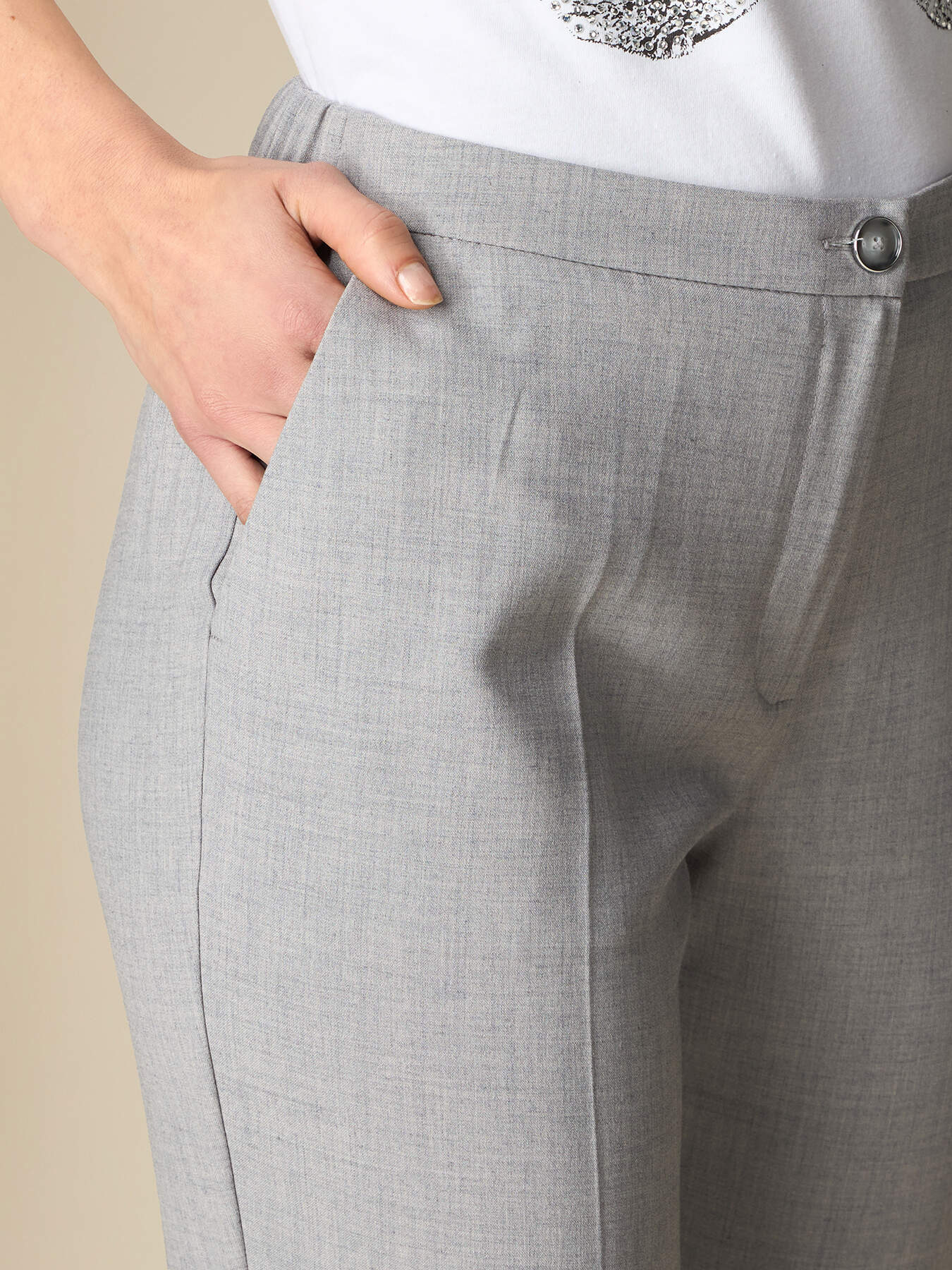 Pantaloni a sigaretta in tessuto m&eacute;lange image number 2