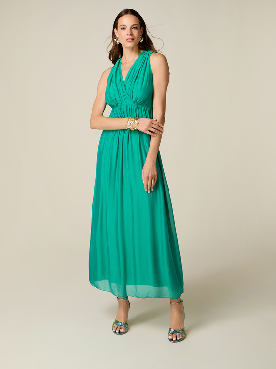 Long dress in silk blend chiffon