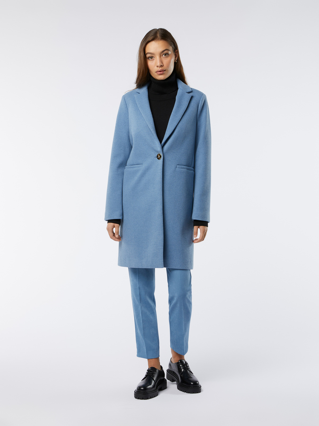 Straight wool blend coat