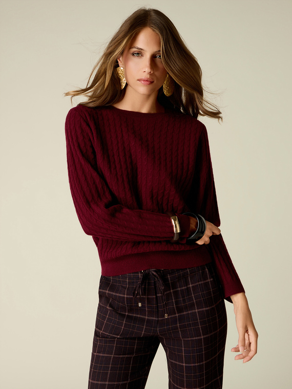 Cable-knit wool and cashmere sweater