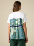 T-shirt with patterned satin part image number 1
