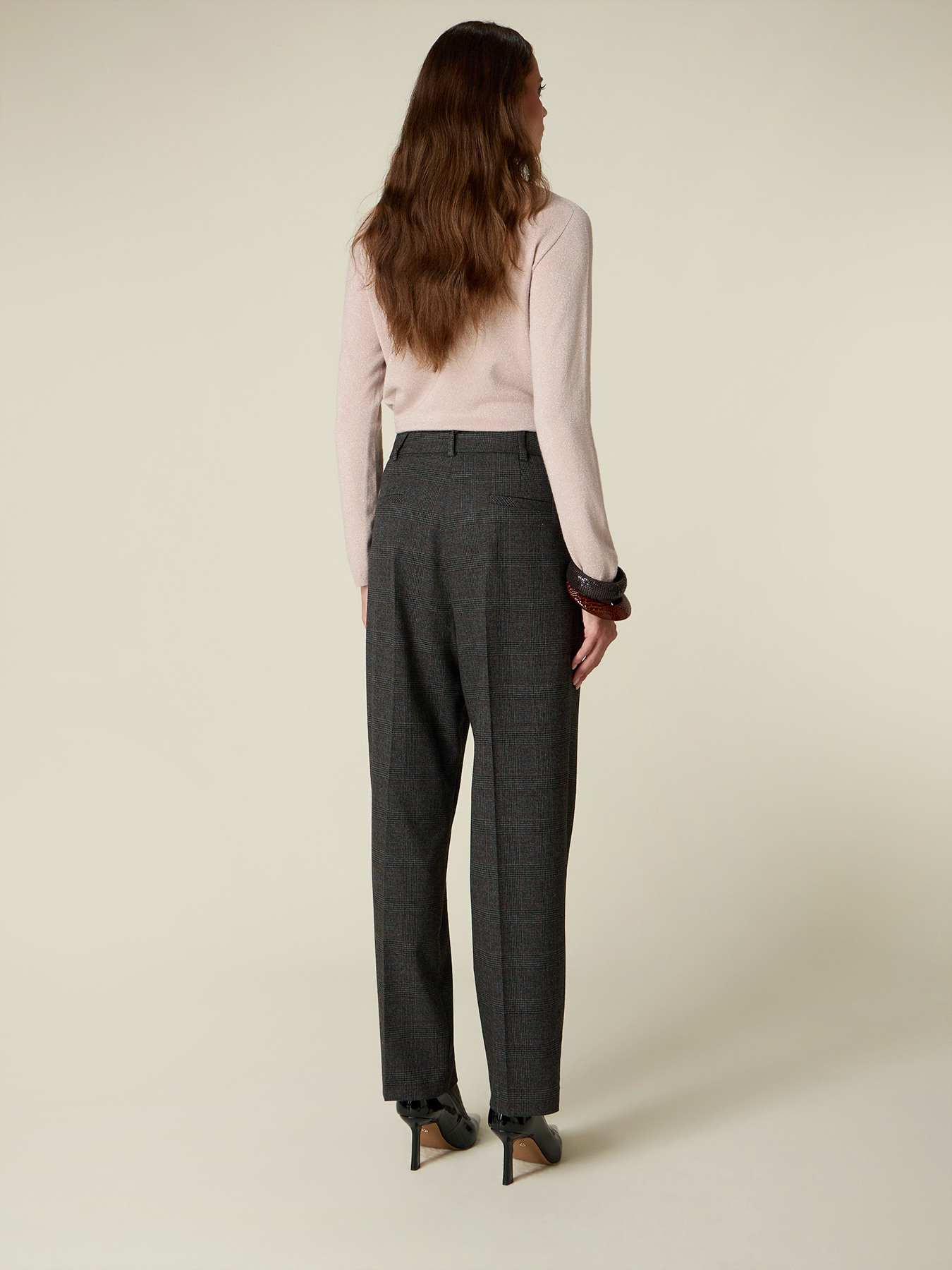 Pantaloni carrot principe di galles image number 2
