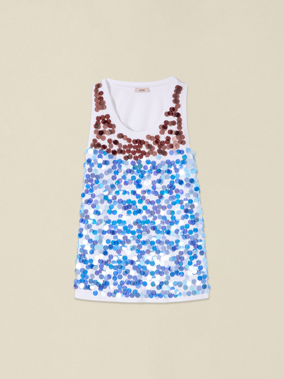 Cotton top with sequins