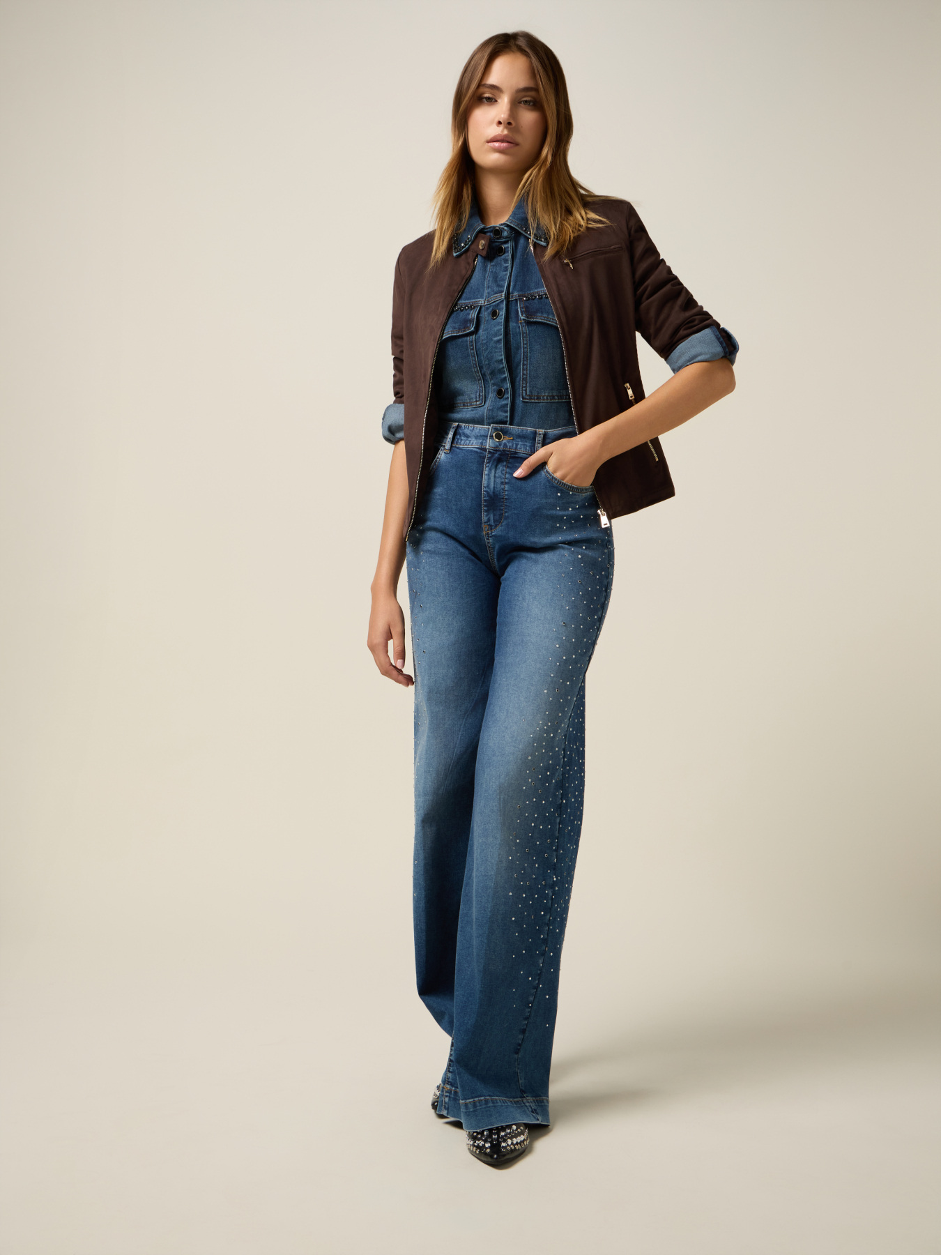 Short suede-effect jacket image number 3