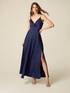 Long satin dress with slit image number 0