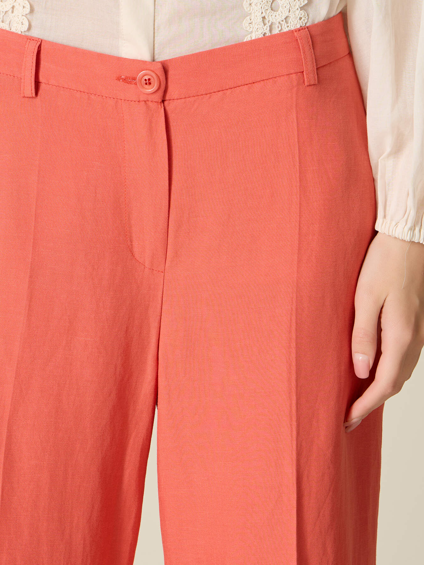 Cropped linen blend trousers image number 2