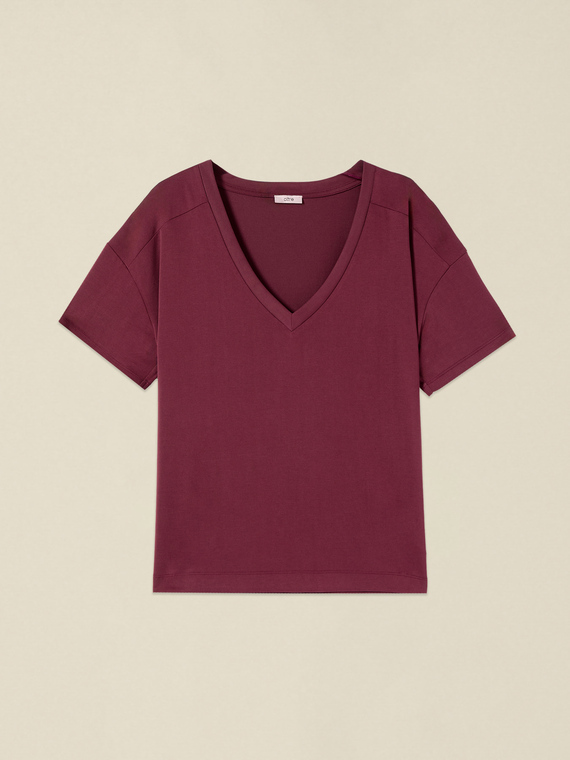 T-Shirt aus Modal-Mischgewebe mit V-Ausschnitt