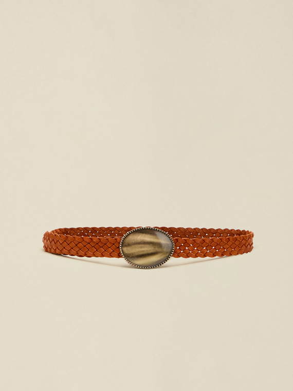 Ceinture tress&eacute;e en cuir v&eacute;ritable
