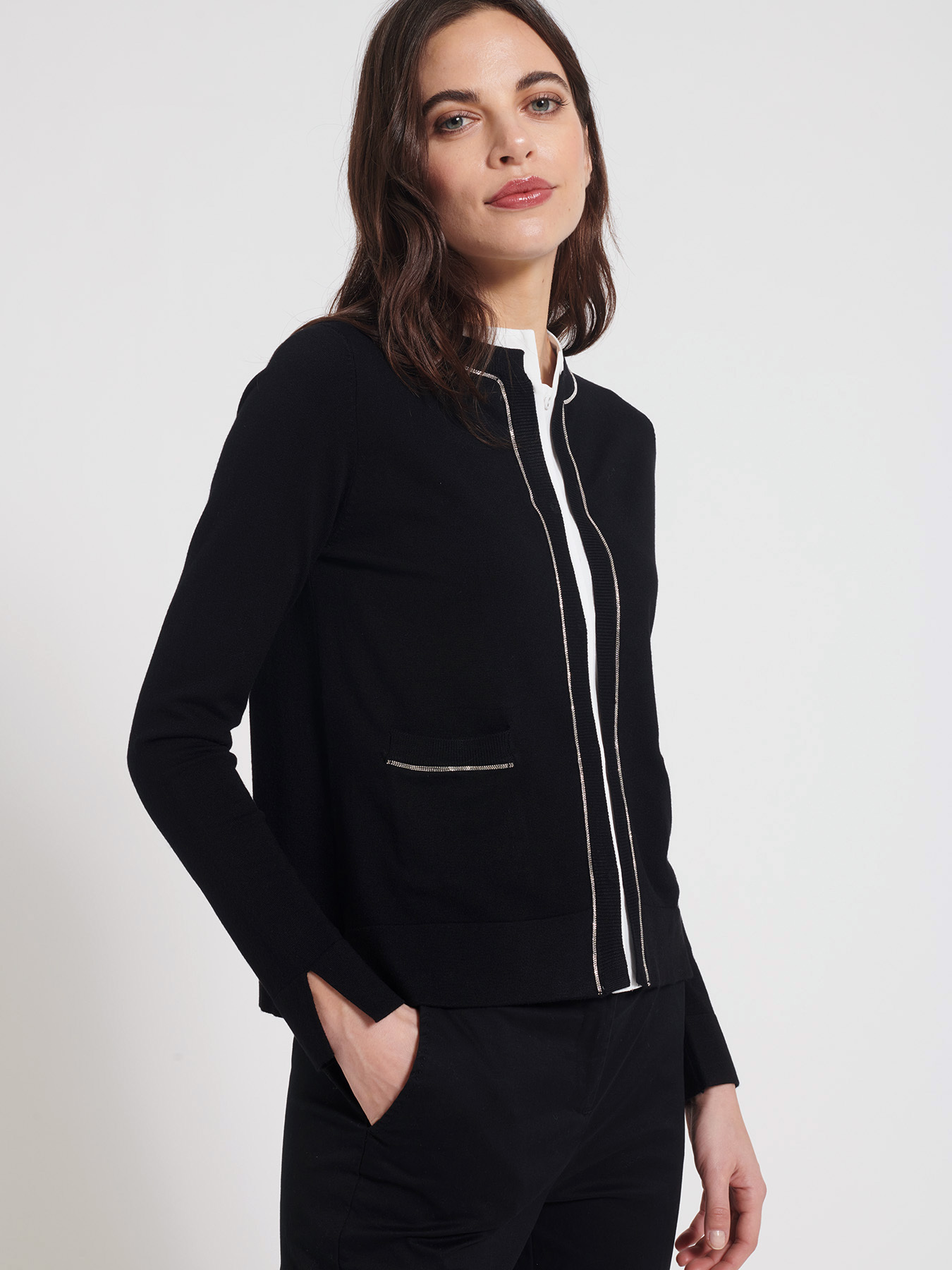 Cardigan corto effetto sovrapposizione image number 2