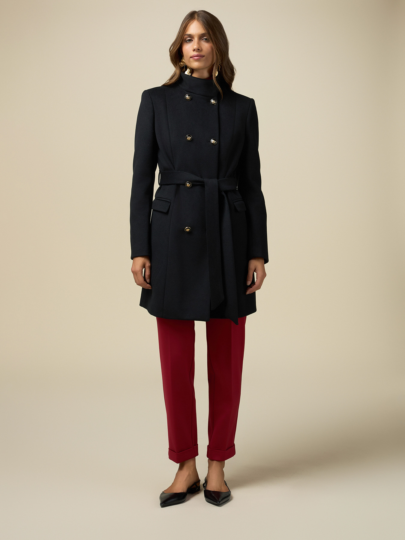 Double-breasted coat with belt image number 0