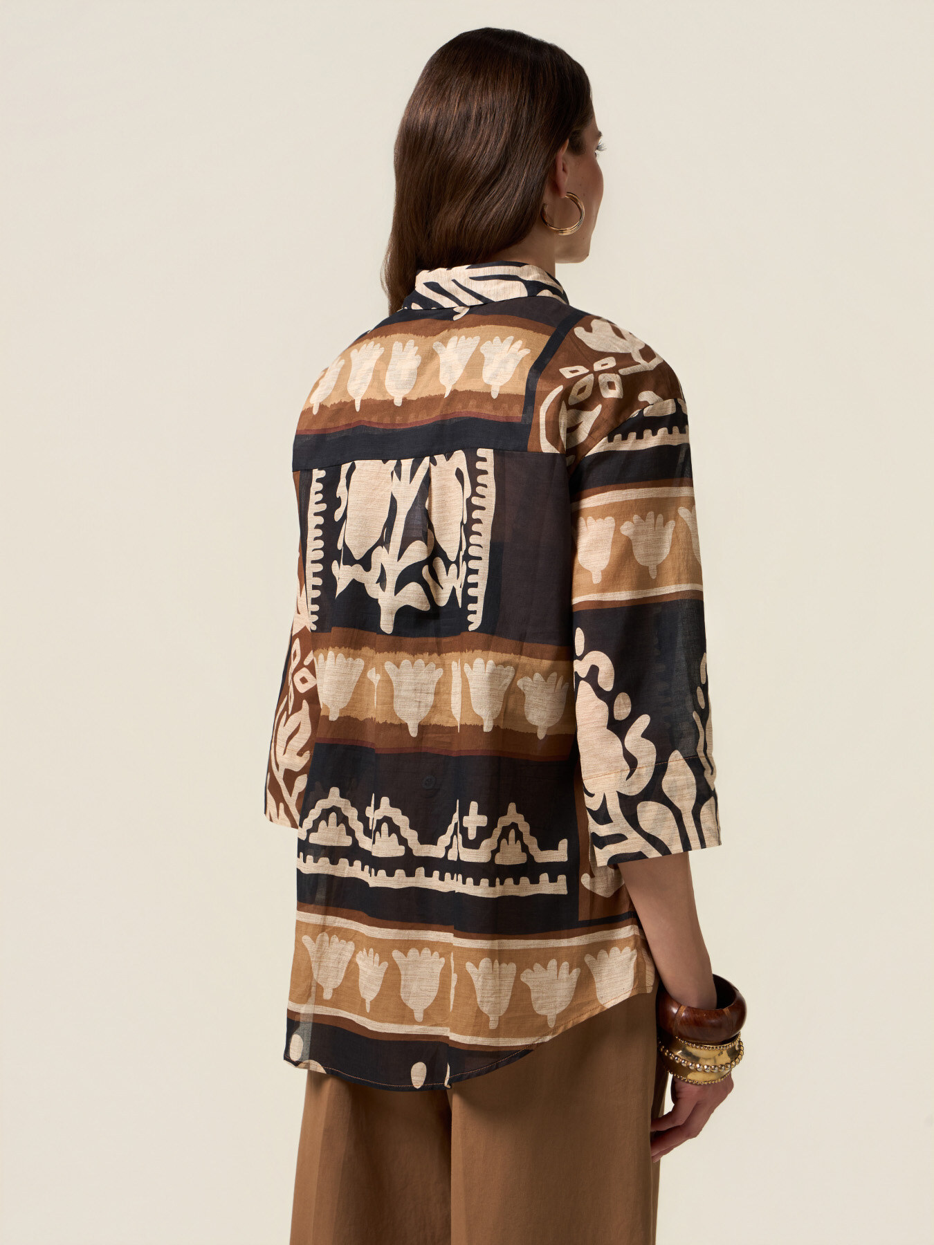Patterned cotton shirt image number 1
