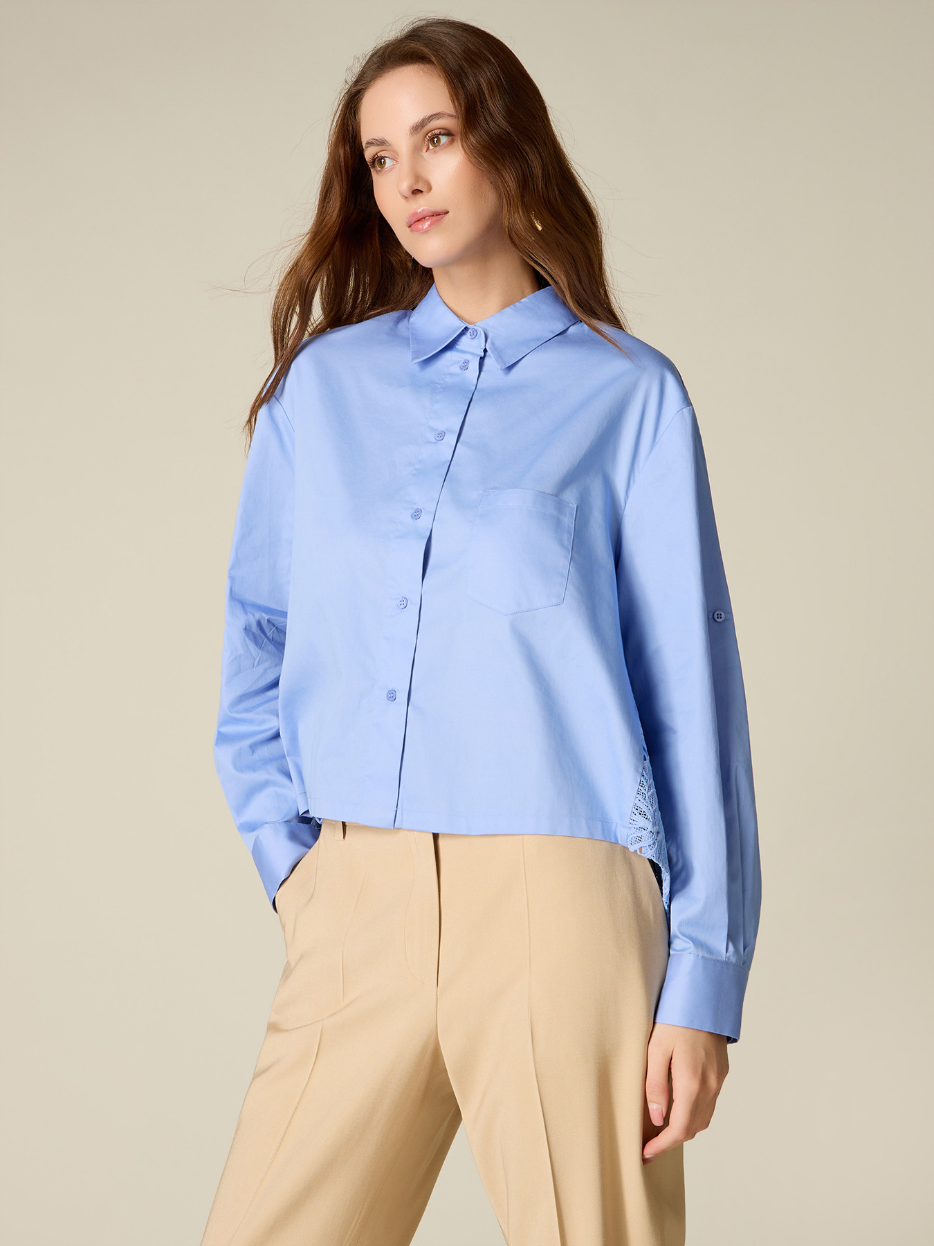 Boxy shirt with lace back image number 0